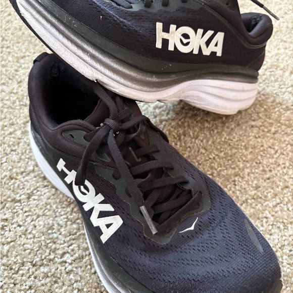 Hoka Black bondi 8 women’s and White Athletic Shoes - Picture 3 of 12
